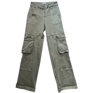 PTCL Ethical Clothing Women's Wide Leg Cargo Pants Stretch Size 28 Olive Green